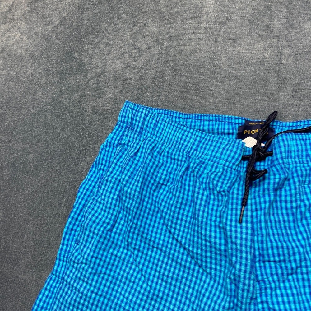 Piombo Swim Shorts Mens XL Black Blue Plaid Mesh Lined Drawstring Waist Beach - Picture 5 of 16